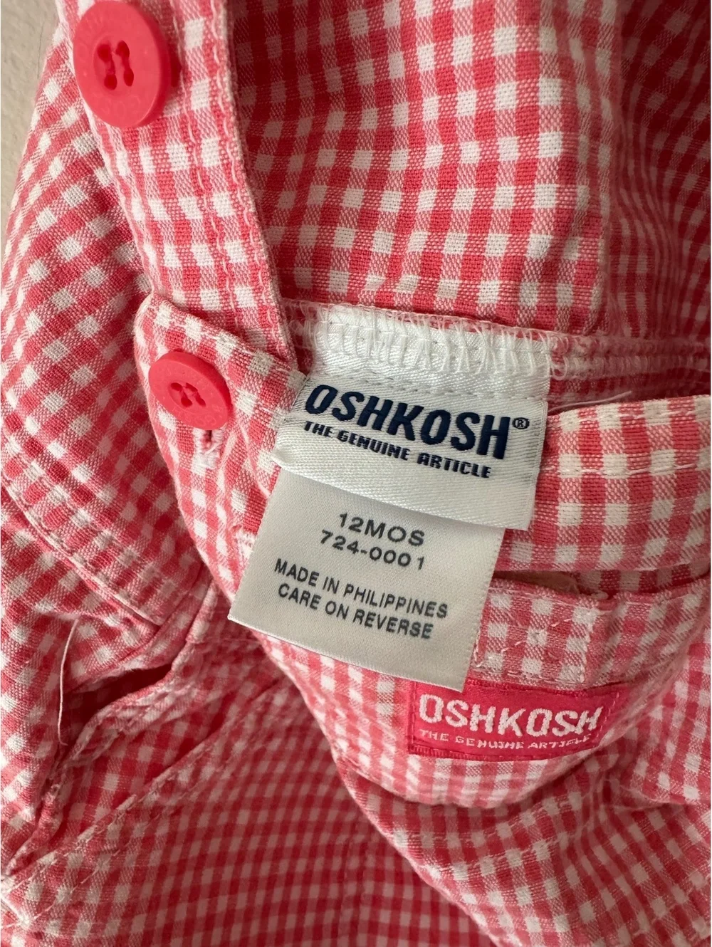 VTG Oshkosh Pink Gingham Shortalls
